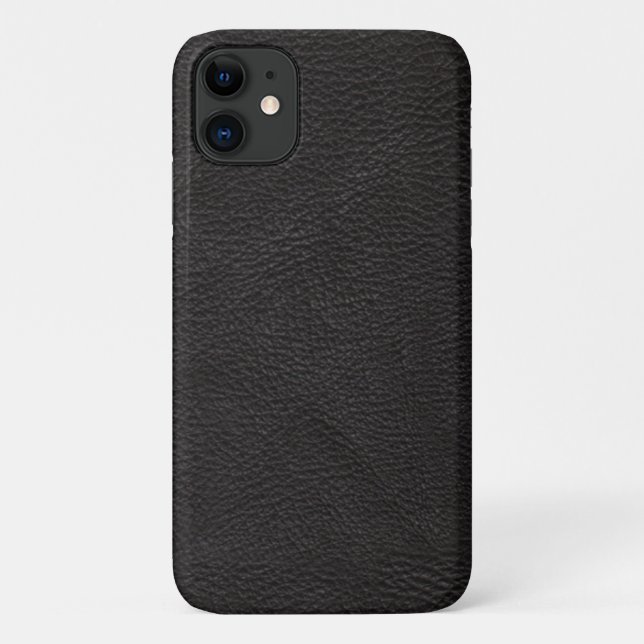 Capa Para iPhone 11 Design de couro preto texturizado (Verso)