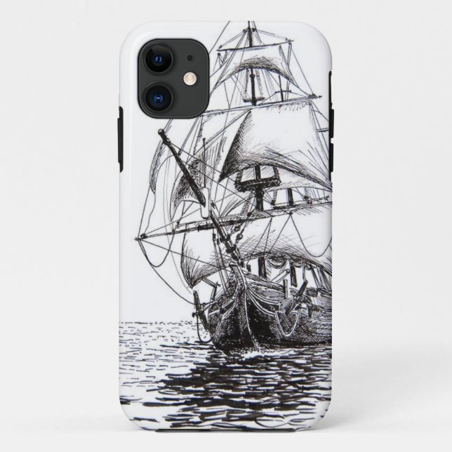 Capa Para iPhone 11 Design de Desenho de Entrega Pirata (Verso)