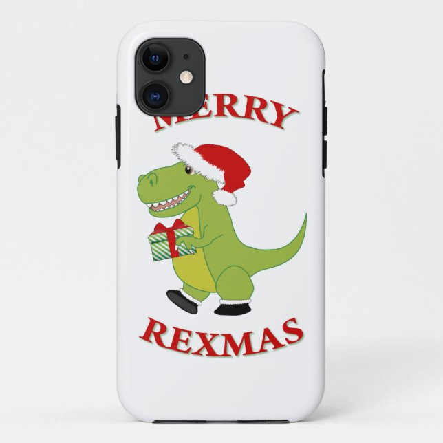 Capa Para iPhone 11 design de dinossauro Rexmas de feliz Res (Verso)