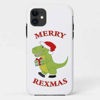 Capa Para iPhone 11 design de dinossauro T-Rex feliz de Rexmas de