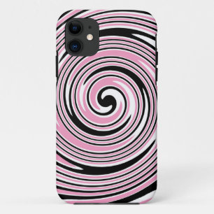 Capa Para iPhone 11 Design de espiral de giro rosa e preto