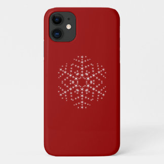 Capa Para iPhone 11 Design de floco de neve em vermelho escuro e branc