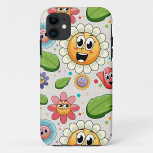 Capa Para iPhone 11 Design de fundo sem costura com flores coloridas