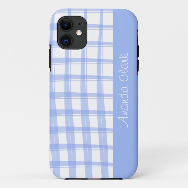 Capa Para iPhone 11 Design de Latice Azul Moderno (Verso)