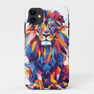 Capa Para iPhone 11 Design de leão colorido geométrico
