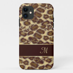 Capa Para iPhone 11 Design de Leopardo com a Sua Inicial