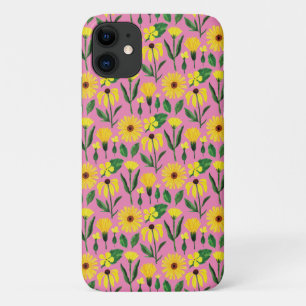 Capa Para iPhone 11 design de margarida amarela a rosa