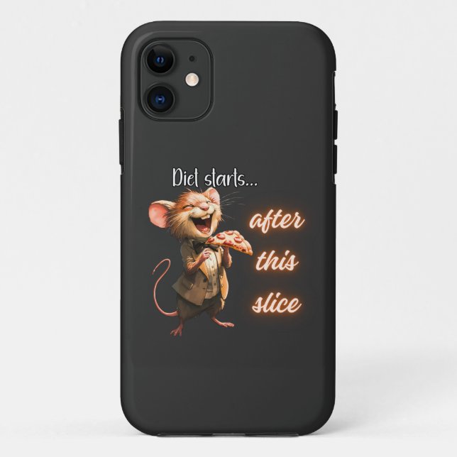 Capa Para iPhone 11 Design de Mouse de Dieta de Pizza Engraçada (Verso)