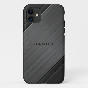 Capa Para iPhone 11 Design de Nome Personalizado Texturizado em Cinza