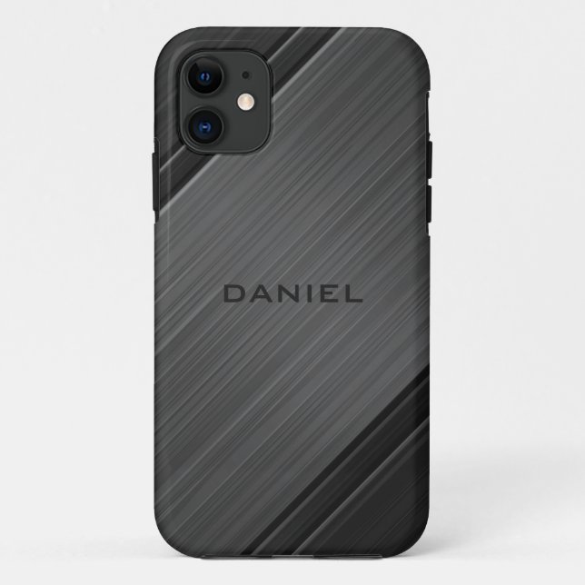 Capa Para iPhone 11 Design de Nome Personalizado Texturizado em Cinza  (Verso)