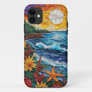 Capa Para iPhone 11 Design de quilling de paisagem em estilo de papel 
