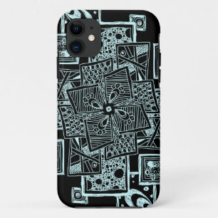 Capa Para iPhone 11 Design de tangente de linhas texturizadas a preto
