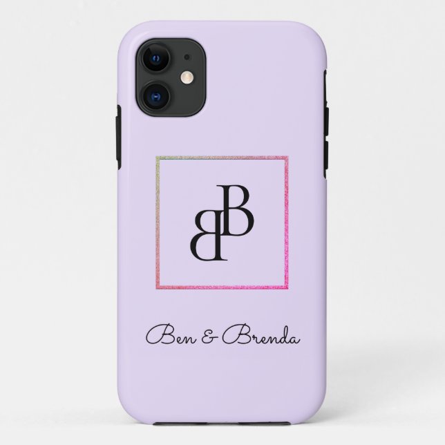 Capa Para iPhone 11 Design de texto na moda Monogramas (Verso)