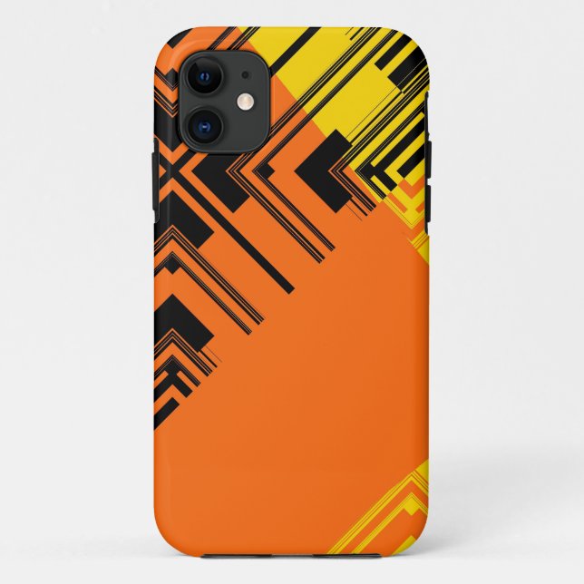Capa Para iPhone 11 Design do Padrão Laranja Negro Amarelo (Verso)