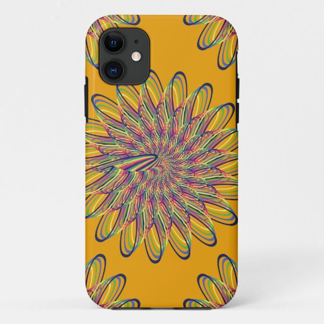 Capa Para iPhone 11 Design espiral da flor do arco-íris - fundo (Verso)