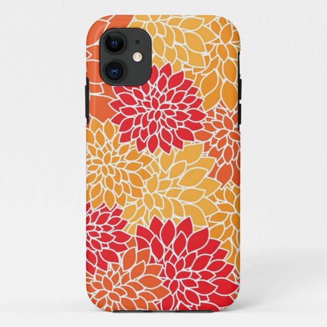 Capa Para iPhone 11 Design floral oriental da colheita vermelha e lara (Verso)