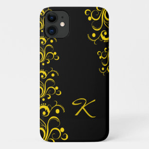 Capa Para iPhone 11 Design Ornamental Amarelo-Dourado Elegante