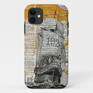 Capa Para iPhone 11 Design Pirate Ship Drawing