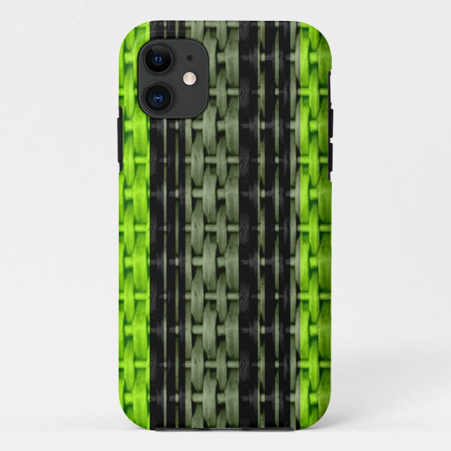Capa Para iPhone 11 Design retro gráfico branco e verde (Verso)