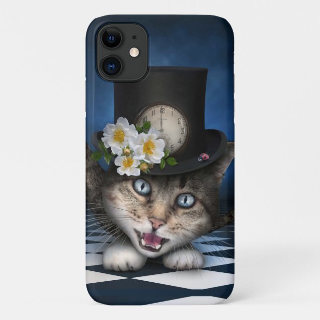 Capa Para iPhone 11 Design Whimsical Teapot Gato Mad Hatter (Verso)