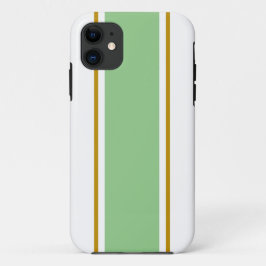 Capa Para iPhone 11 Desportivo Listras de Corrida Verde Claro Castanho