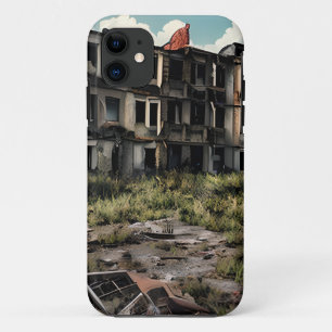 Capa Para iPhone 11 Destruição Pós-Apocalíptica Edifícios Abandonado