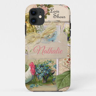 Capa Para iPhone 11 Desvinculação floral francesa, cor-de-rosa, da Vin