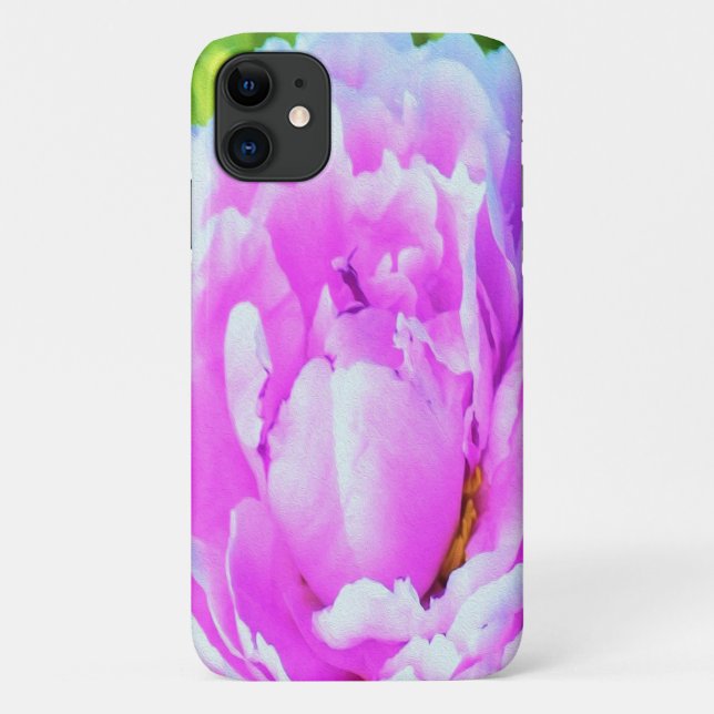 Capa Para iPhone 11 Detalhe Deslumbrante da Flor de Peônia Dupla Rosa (Verso)