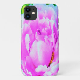 Capa Para iPhone 11 Detalhe impressionante da Flor de Peony Rosa Dupla