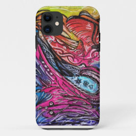 Capa Para iPhone 11 detalhes brancos e pretos no fundo multicolour