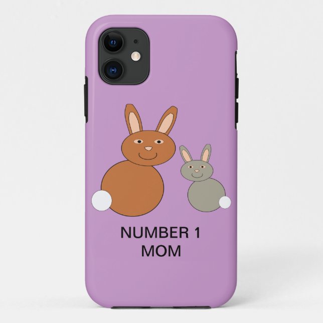 Capa Para iPhone 11 Dia de as mães Bunnies Personalizado Número 1 Mãe  (Verso)