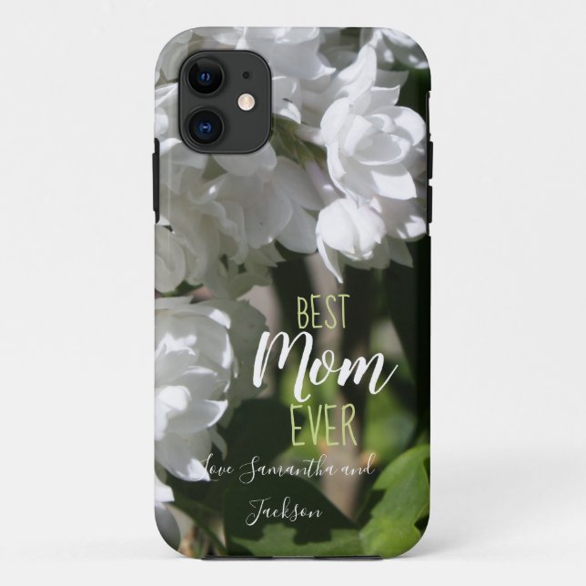 Capa Para iPhone 11 Dia de as mães White Lilacs Melhor Mãe Nunca (Verso)