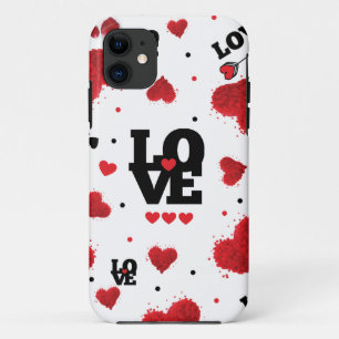Capa Para iPhone 11 Dia de os namorados de padrões de corações verm