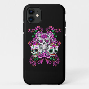 Capa Para iPhone 11 Dia do Crânio de Açúcar Triplo, Rosa, Dos Mortos