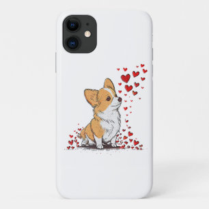 Capa Para iPhone 11 Dia dos Namorados Cachorro Fofo Corgi Dia dos Namo