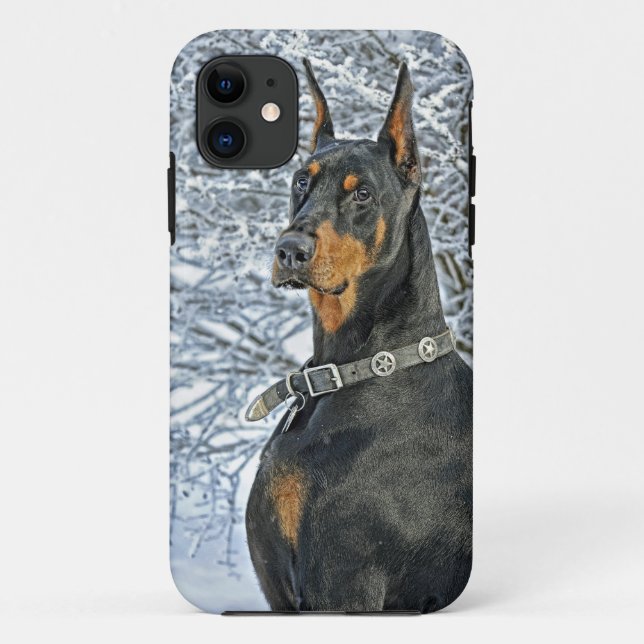 Capa Para iPhone 11 Dia gelado do Doberman (Verso)