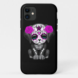 Capa Para iPhone 11 Dia roxo bonito do preto inoperante do cão de