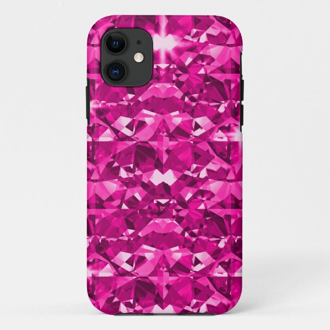 Capa Para iPhone 11 Diamantes Rosa Quente (Verso)