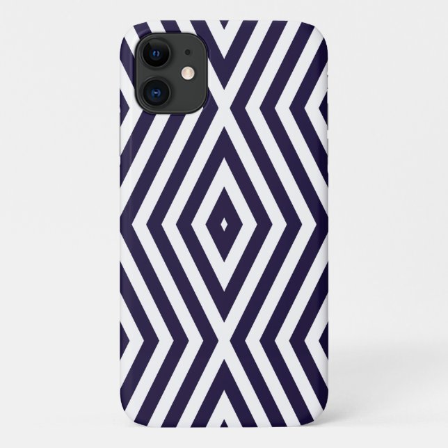 Capa Para iPhone 11 Diamond Chevrons Blue Moods Midnight (Verso)
