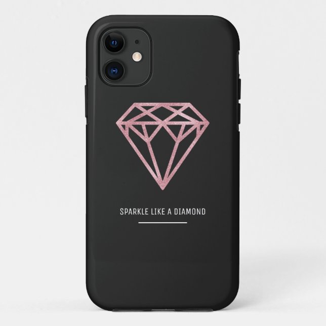 Capa Para iPhone 11 Diamond Dourado rosa (Verso)