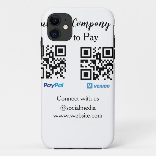 Capa Para iPhone 11 Digitalize para pagar código q r paypal venmo adic (Verso)