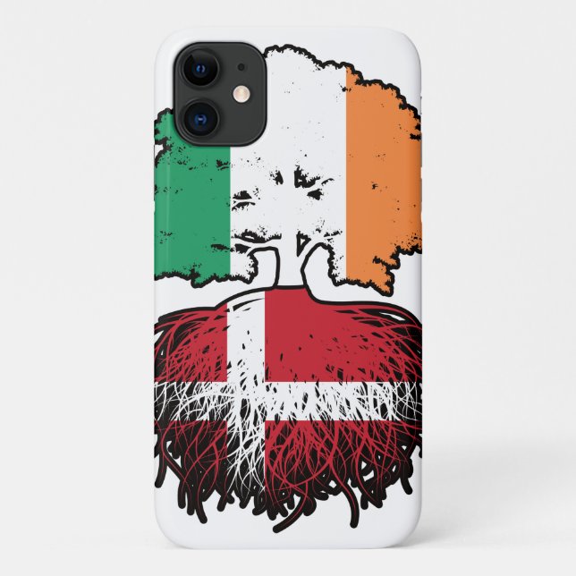 Capa Para iPhone 11 Dinamarca Irish Ireland Tree Roots Flag (Verso)