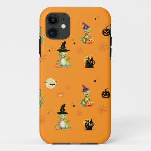 Capa Para iPhone 11 Dinossauro bonito joga truque de abóbora para trat