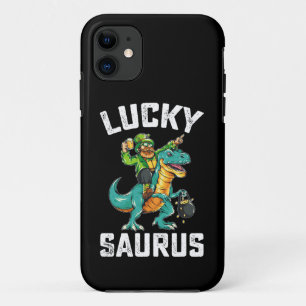 Capa Para iPhone 11 Dinossauro Lucky Saurus T Rex Dia de São Patrício