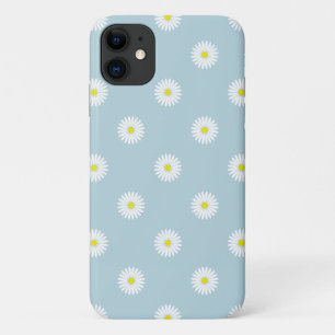 Capa Para iPhone 11 Disies - Padrão Ilustrativo no Azul Pálido