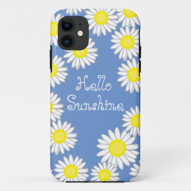 Capa Para iPhone 11 Diversão Daisy Blue Yellow White Hello Sunshine (Verso)