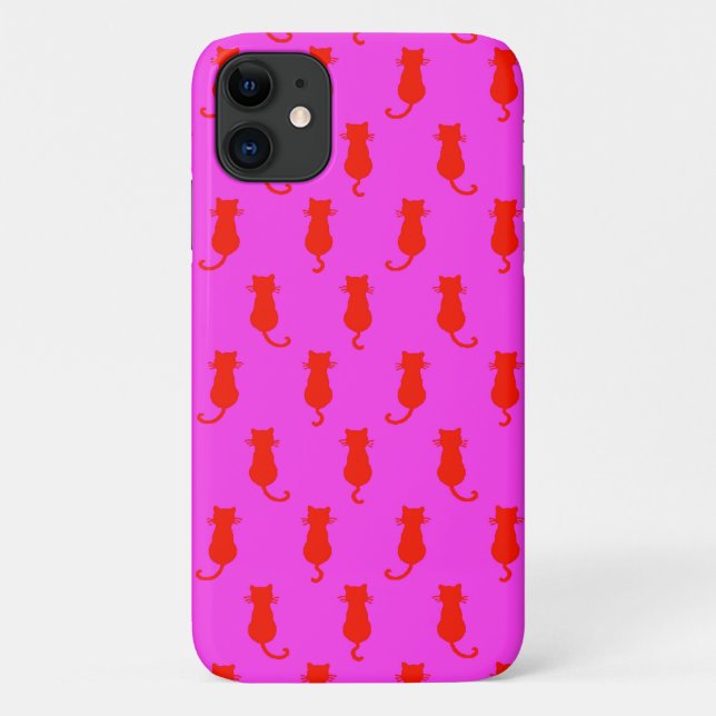 Capa Para iPhone 11 Diversão Felina Para Sempre Gatos Vermelhos Capric (Verso)