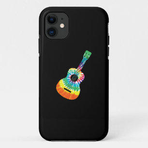Capa Para iPhone 11 Diversão Hippie Rainbow Tie Dye Acoustic Guitar P