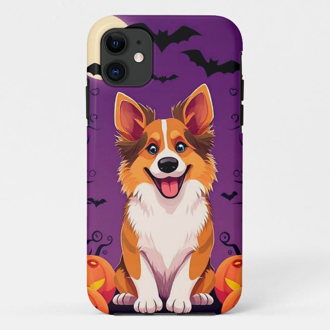 Capa Para iPhone 11 Divertido Cachorro de Halloween Desajeitado Energi (Verso)