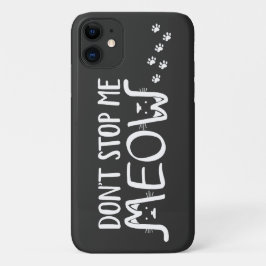 Capa Para iPhone 11 Divertido Tipografia de Gato Preto e Branco Meow